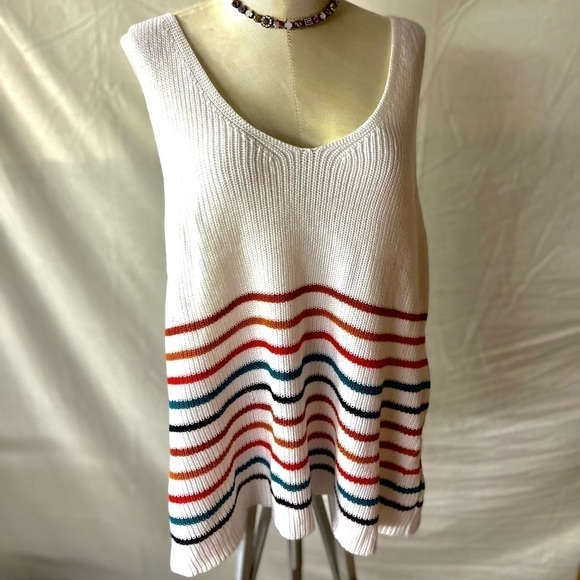 STRIPED V NECK TANK TOP SWEATER - Picture 3 of 7